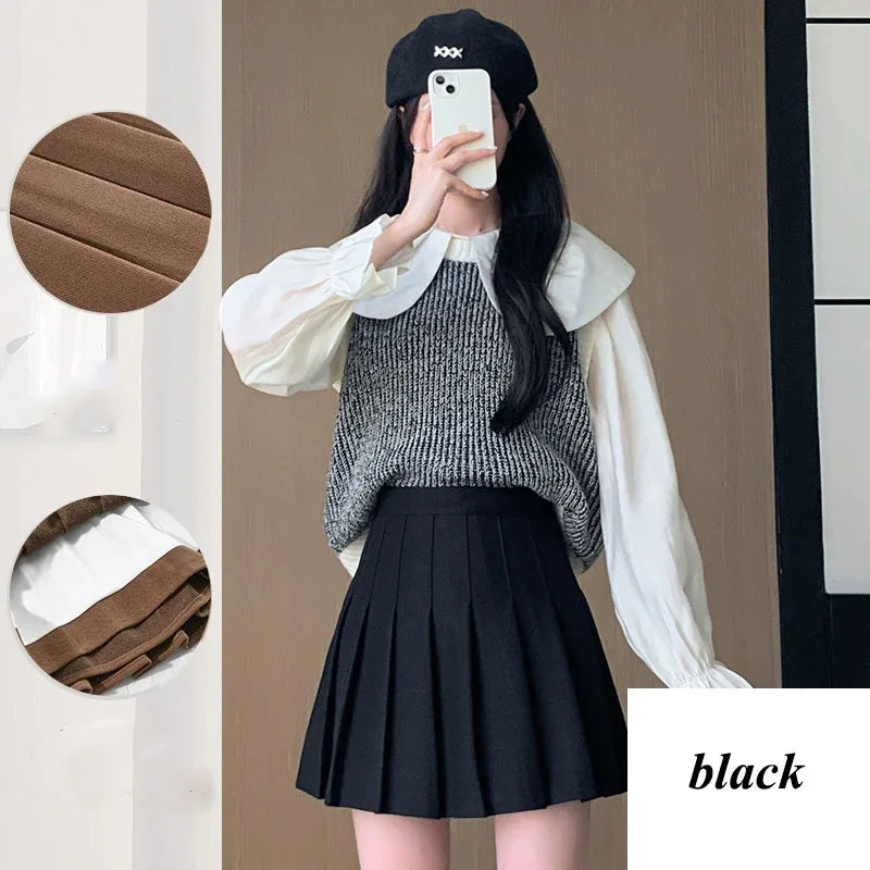 High Waist A-Line Mini Skirt Korean Preppy Side Zipper