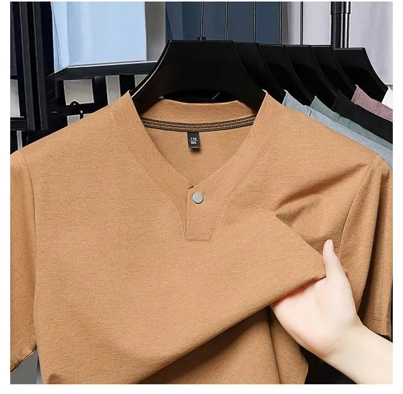 Men’s V-Neck Cotton Tee  Street Style Comfort L-4X