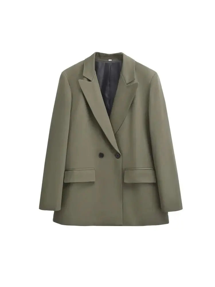 Trendy Double Breasted Blazer Workwear Style
