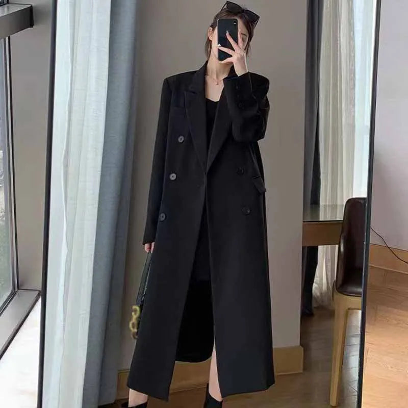 Korean Style Chic Long Blazer Coat