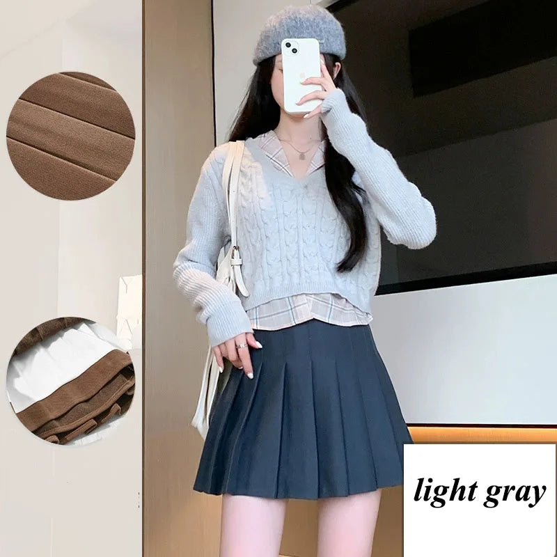 High Waist A-Line Mini Skirt Korean Preppy Side Zipper